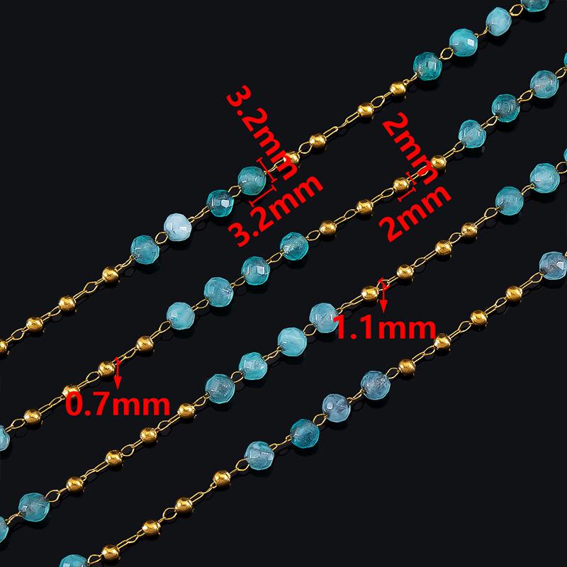 1m Stainless Steel Mixed Color Natural Stone Chain DIY Curtain Tassel Decor 3.2mm Crystal Beads Strap Wedding Party Decoration