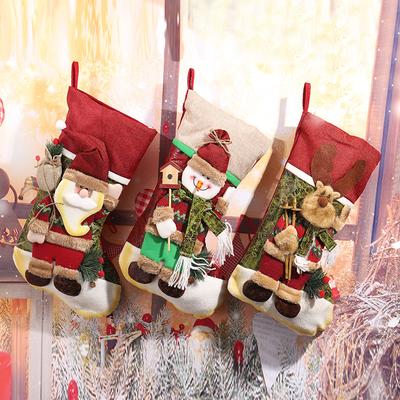 Christmas Decoration Christmas Stocking Gift Bag Burlap Christmas Stocking Gift Candy Stocking Santa Claus Stocking Pendant