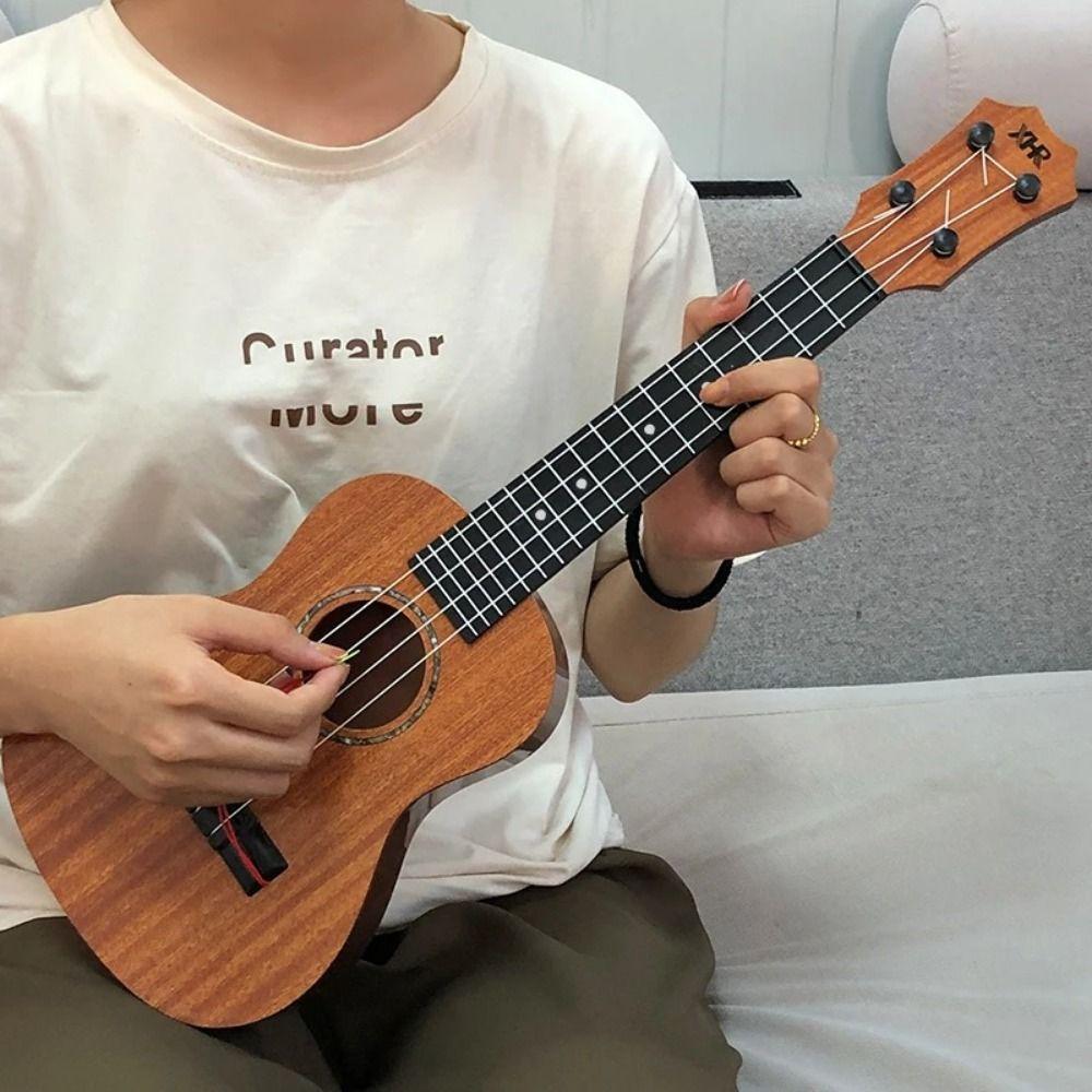4 Strings Simulation Ukulele Toy Adjustable String Knob Small Guitar Toy Outdoor Games