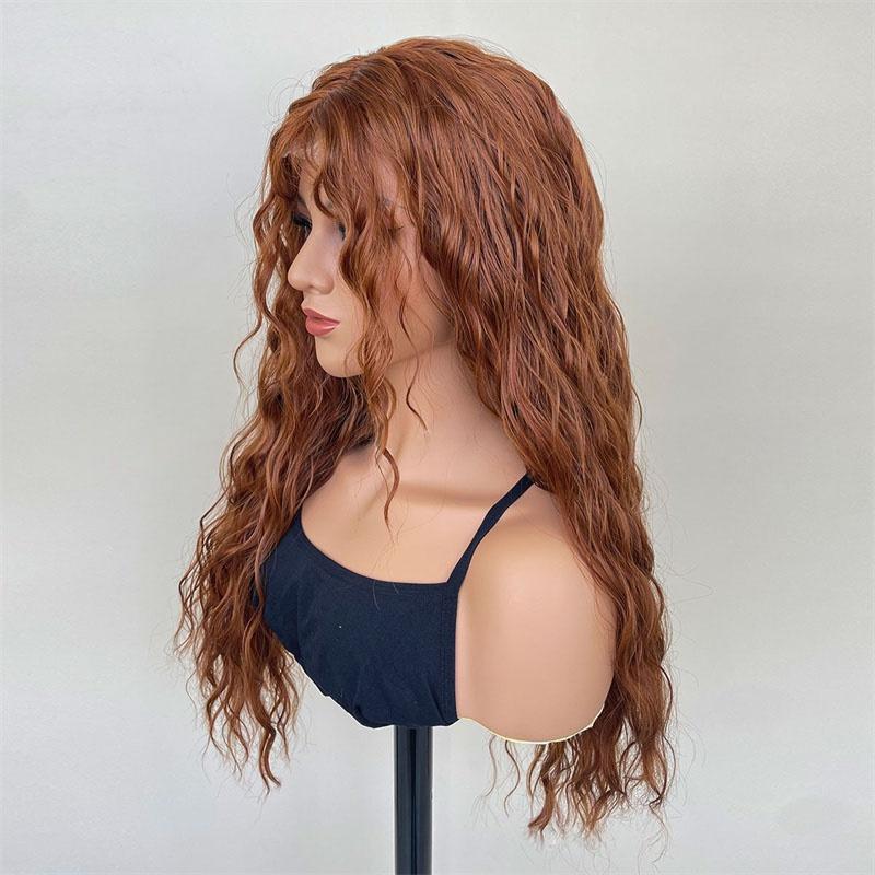 Reddish Brown Curly Synthetic Wigs for Women 28 Inch Long Hair Natural Hairline Heat Resistant Cosplay Lolita Wig Drag Queen