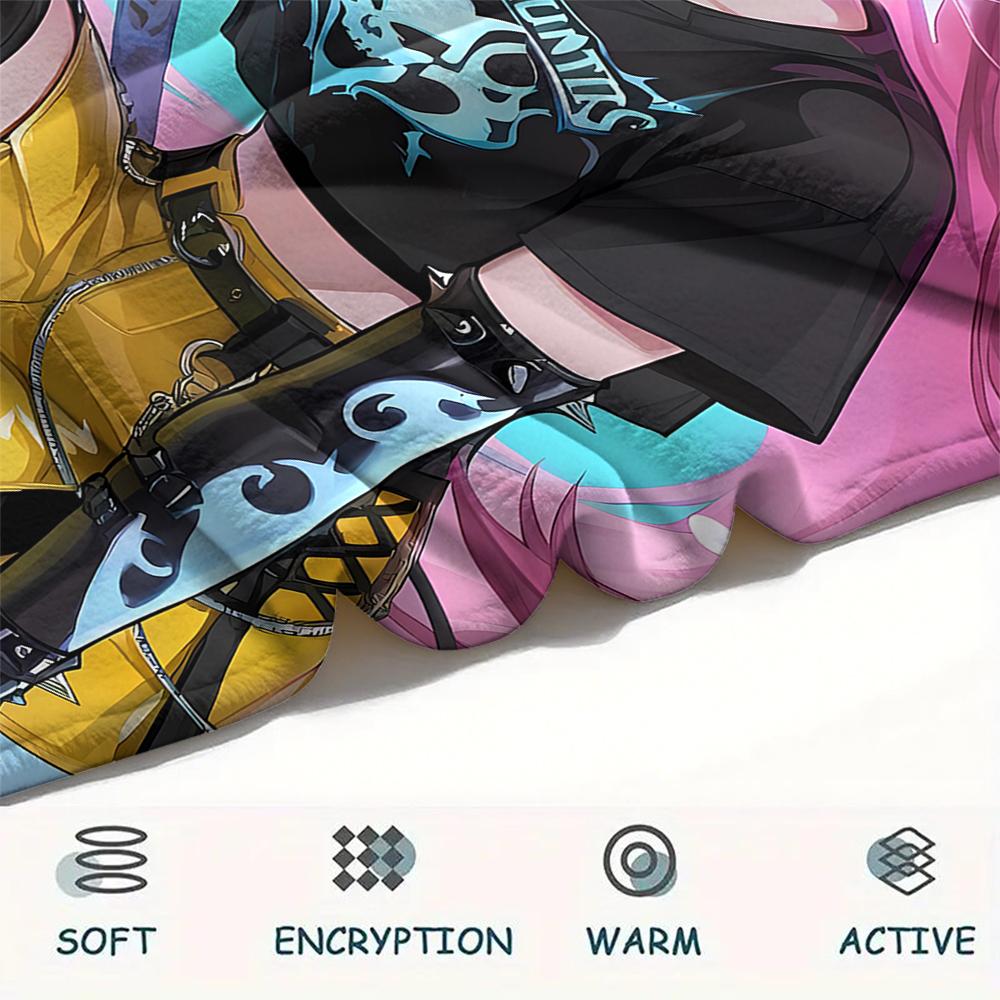 1PC Kpop Demon Hunters Print Flannel Blanket, High Quality All Seasons, Home Decor, Warmth and Comfort, Perfect for Christmas Gifts