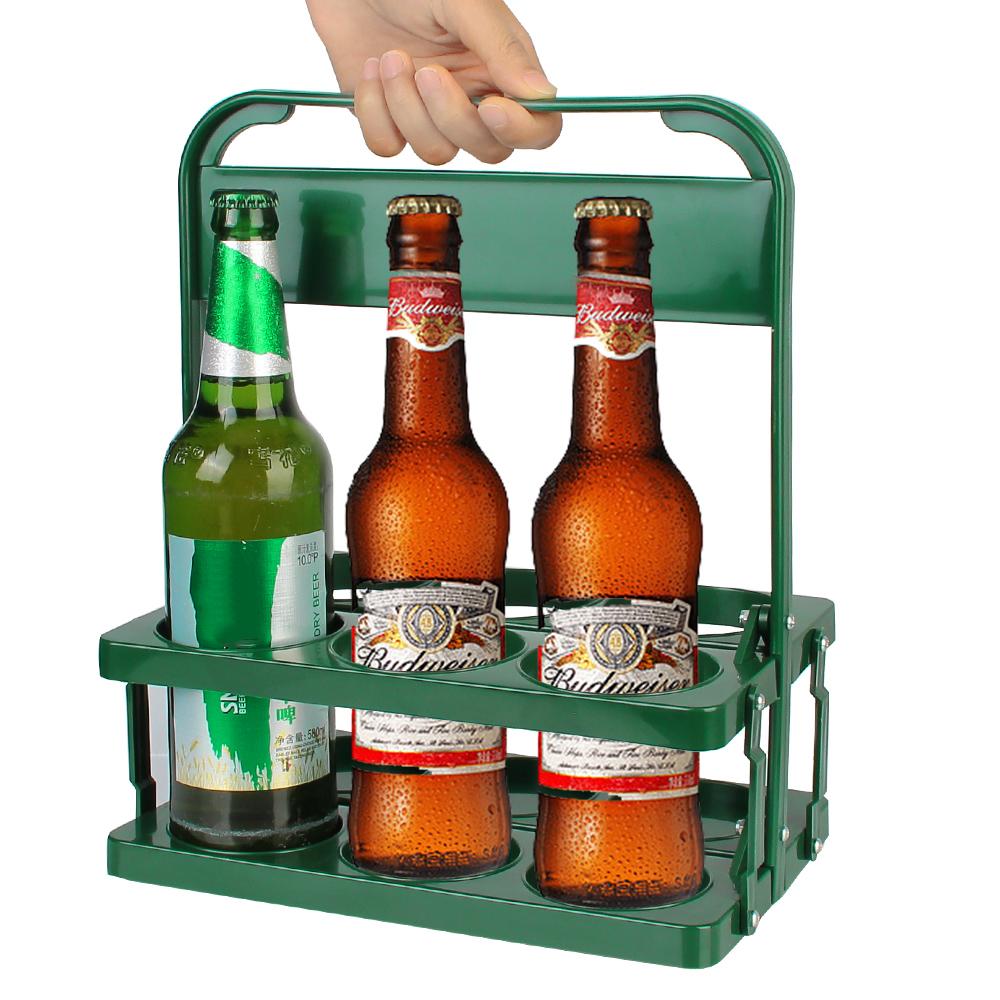 6 Pack Wine Rack Bar Beverage Display Basket Drink Caddy Holder Wine Shopping Baskets Beer Bottle Carrier Durable Foldable Cup Organizer Reusable