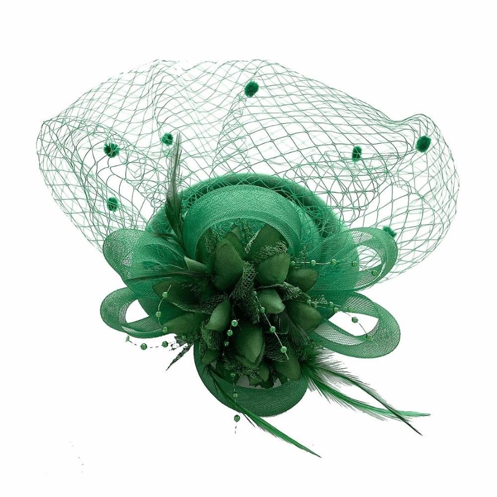 Flower Mesh Mesh Fascinator Hat Bride Headdress Party Mesh Hair Band Feathers Fascinator Hat  Party