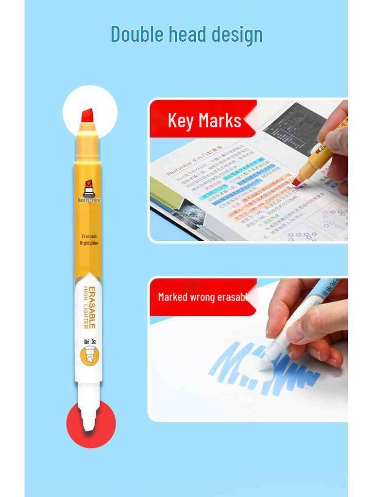 Dual-Ended Erasable Multicolor Highlighter for Students