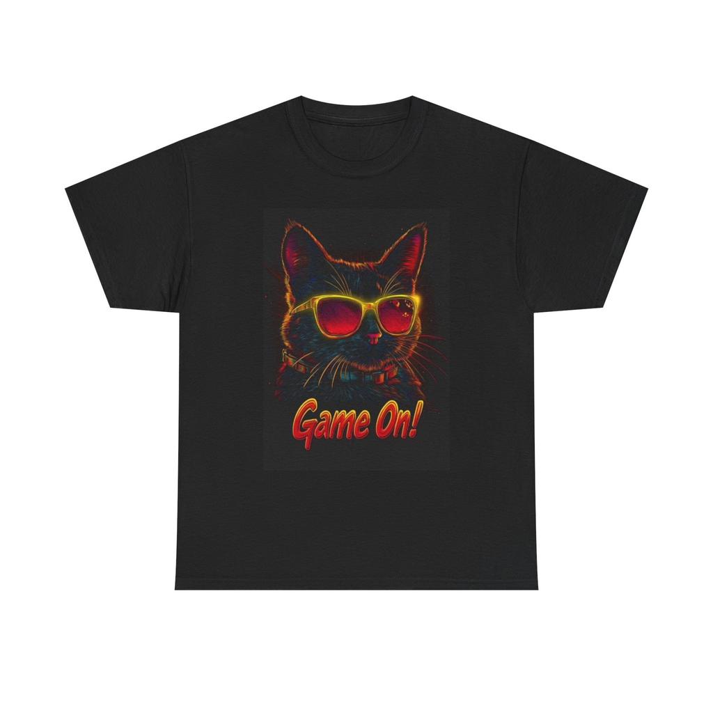 Game On T Shirt Mens Womens Tees Top Funny Cat Graphic Kittens Funny Unisex Heavy Cotton Tee