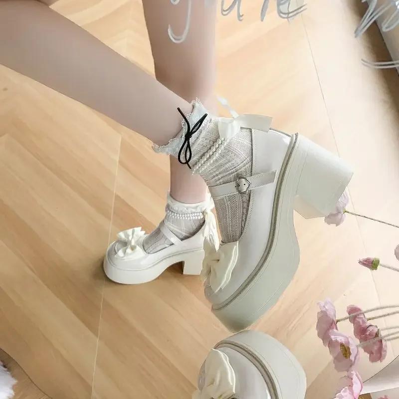 Fashion Mary Jane British-style Small Leather Shoes for Women, New Retro Style with Bow and Skirt, Japanese Jk School Style Single Shoes