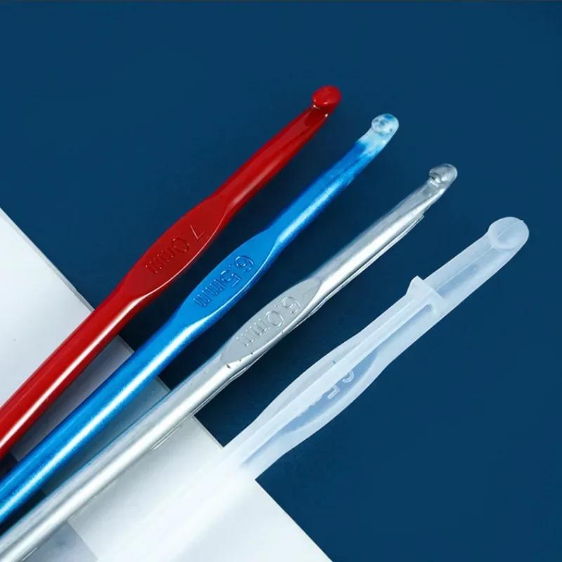 

DIY Crafts Making Tool 10 Styles Crochet Hook Crystal Epoxy Resin Mold DIY Knitting Sweaters Scarves Tool Casting Silicone Mould светло-серый