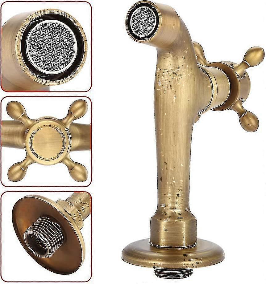 Wall mounted retro copper faucet suitable for kitchen sink mop pool