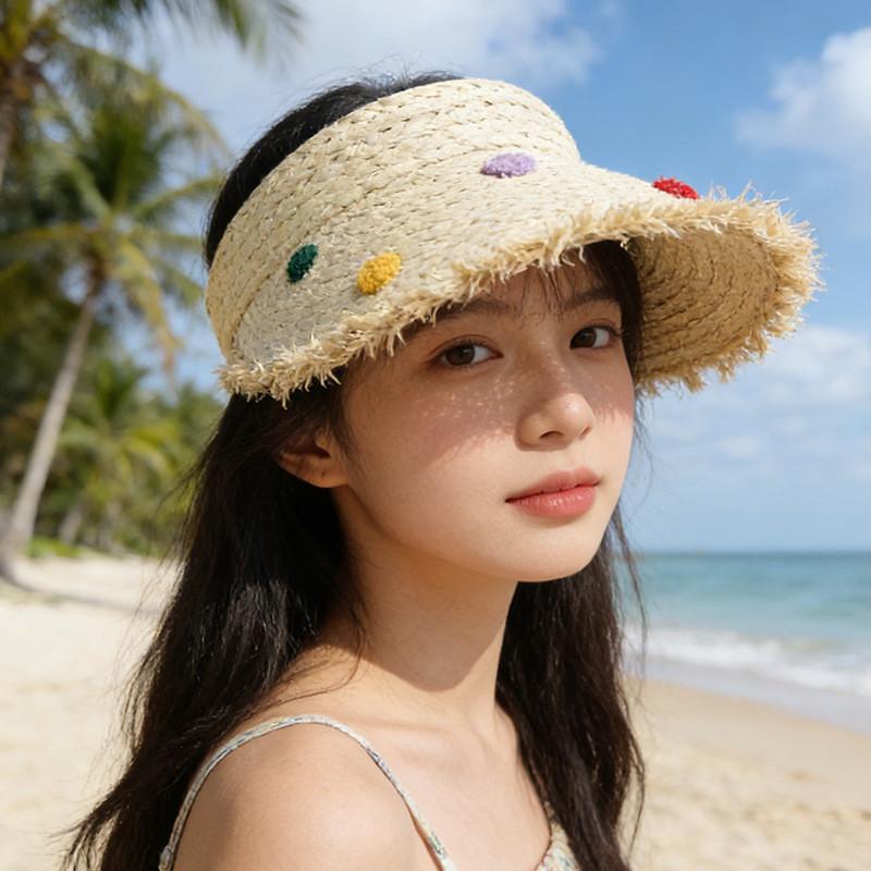 Natural Wicker Sun Hat For Women With Adjustable Fit And Wide Brim For Beach бежевый