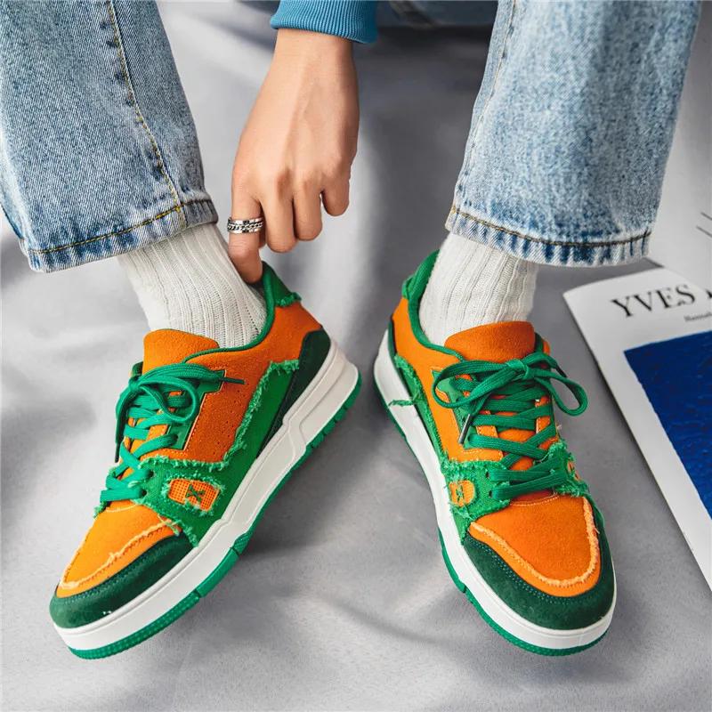 Spring Fashion Orange Men's Designer Sneakers Skateboard Outdoor Sports Platform Skate Shoes Men Trainers zapatillas hombre 2025