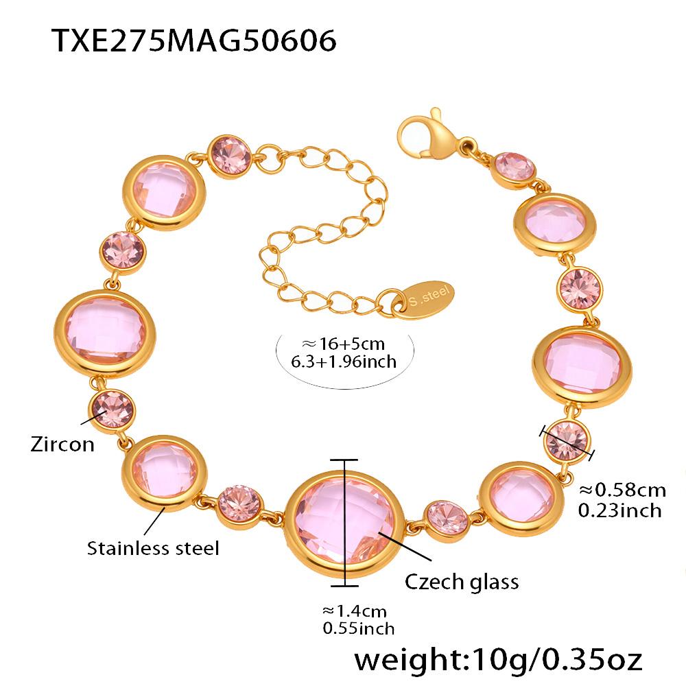 Nivora Exclusive Colorful Glass Chain Bracelet For Women Stainless Steel Charm Bangle Engagement Wedding Bracelets Zircon Gifts
