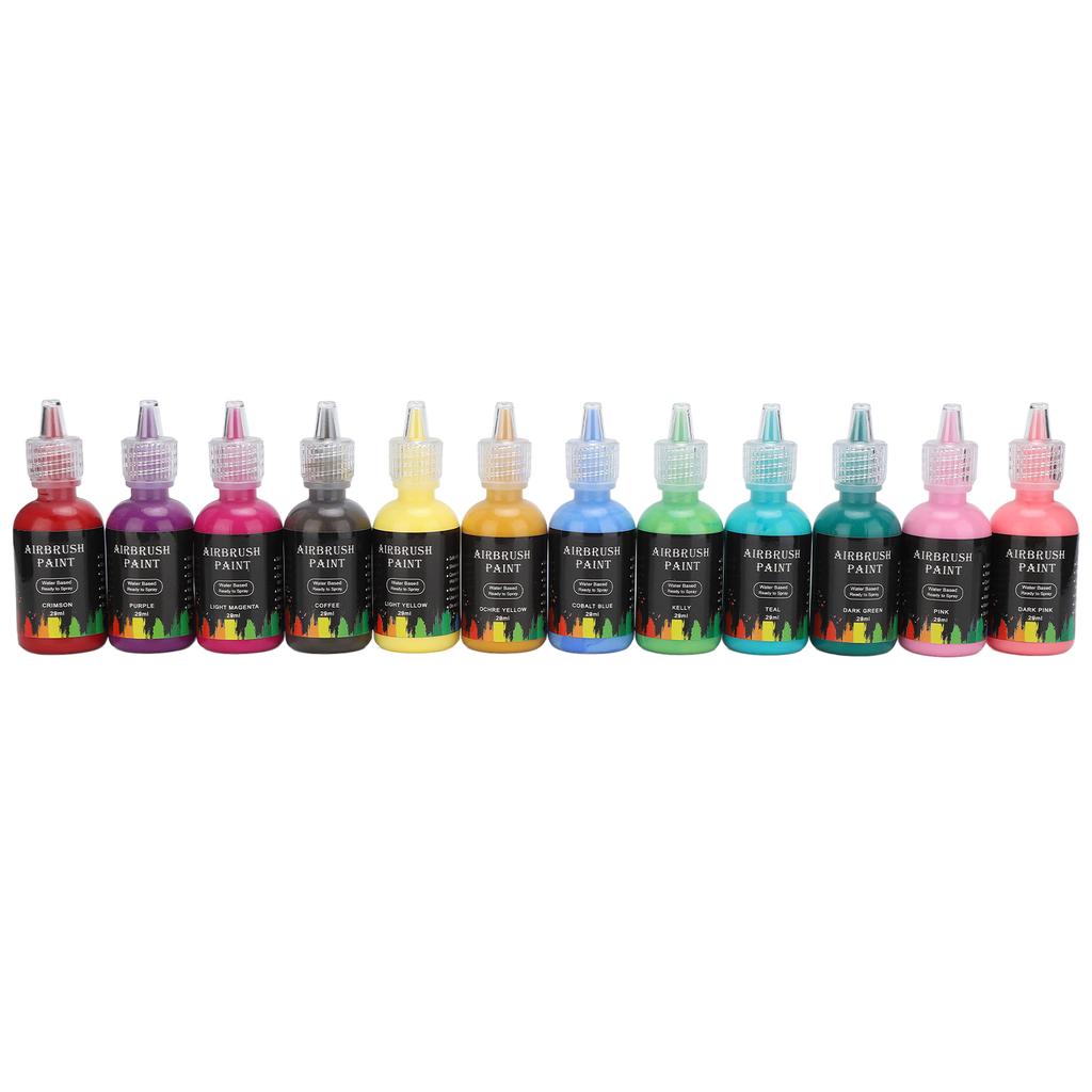 12 Color Ink Paint Liquid DIY Airbrush Paint Art Ink for Car Crafts Tile Rocks 348ml