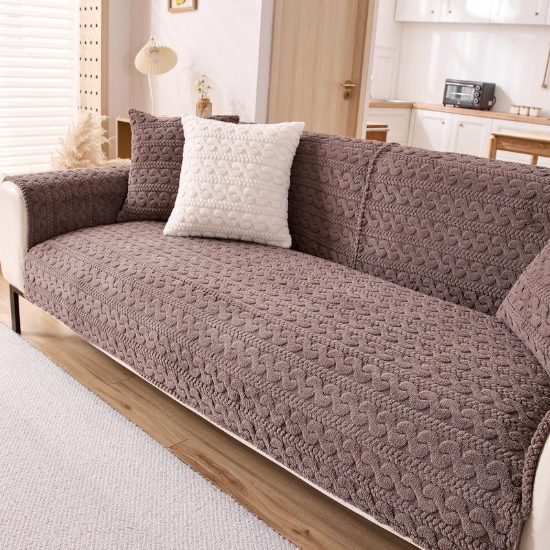 

Зимняя плюшевая подушка для дивана, нескользящая, утолщенная, теплая подушка для сиденья, утолщенное скандинавское простое современное кожаное покрывало для дивана, полотенце 70*70cm