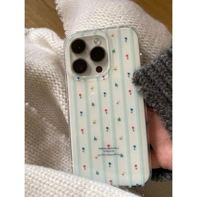 Ins Japan and South Korea Full Screen Flower iPhone17promax Mobile Phone Case Is Suitable for Apple 16promax White Background Imd Case