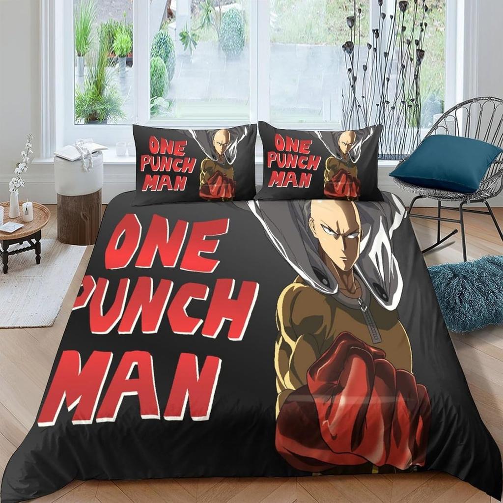 ONE PUNCH-MAN Saitama Duvet Cover Pillowcase Bedding Set Boy Girl Bedroom Decoration Children Gift Single Double Size