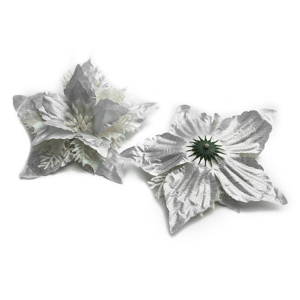 5X Christmas Large Poinsettia Glitter Flower Tree Hanging Party-Xmas Decor