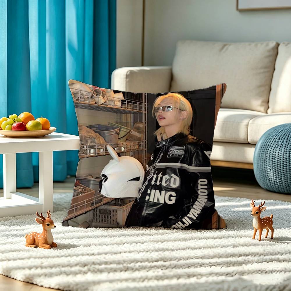 F-Felix Lee S-SKZ Square Double-Sided printed Pillow Case Bedroom Bedside Pillow Sofa Cushion Cover