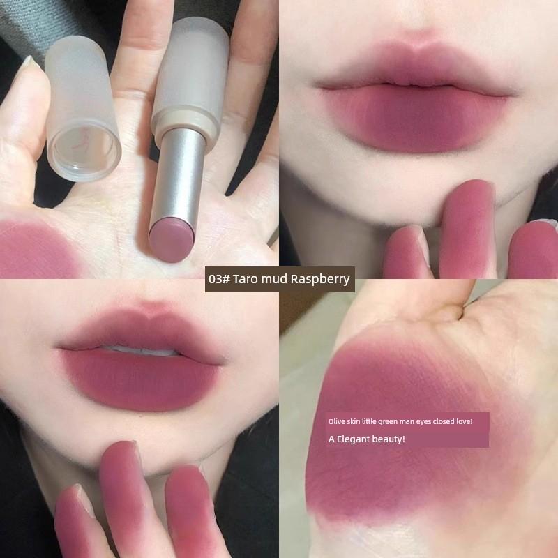 Authentic Pink Matte Velvet Lipstick, Natural and Long-Lasting Nude Color Lip Mud Suitable for Students, Flagship Store