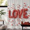Valentine's Love Shower Curtain - Red Heart Design, Waterproof Polyester, 12 Grommets, Machine Washable, Perfect Bath Decor