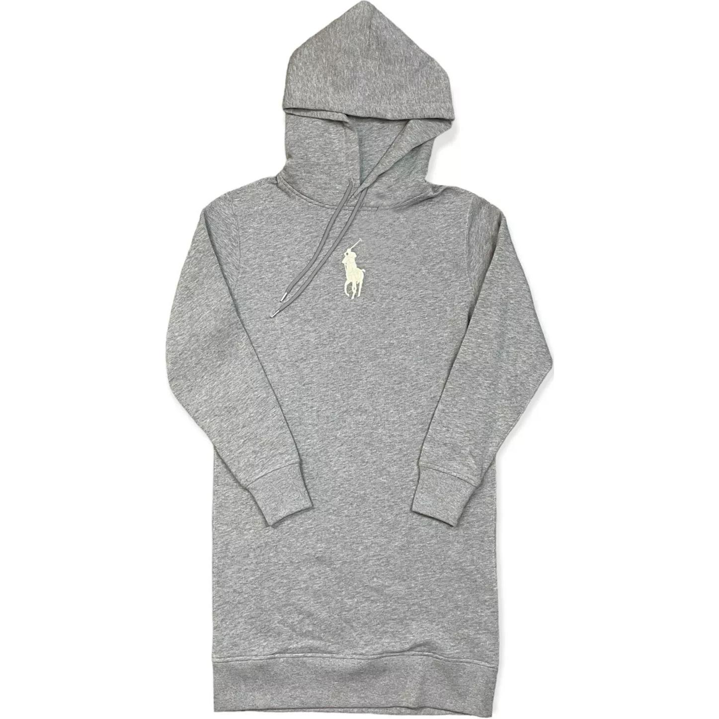 

Платье женское Polo Ralph Lauren FW23 с вышивкой большого логотипа, флисовое с капюшоном, с длинным рукавом, серое WMPODRSNFA20179-020 XS