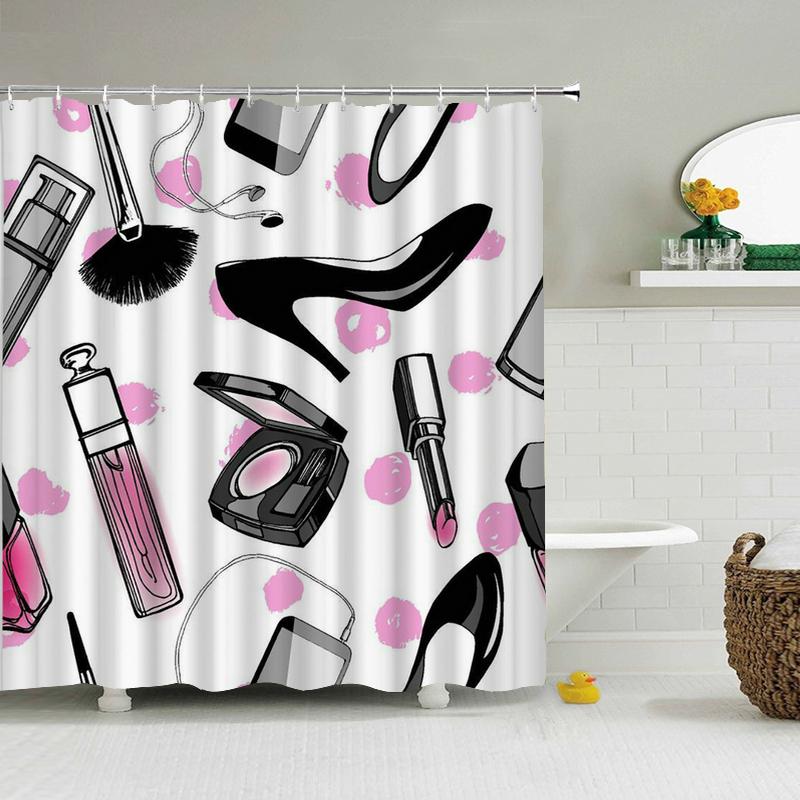 1 pc Love Romance Pink Girl patterned polyester material shower curtain waterproof fabric, home partition bathroom curtain