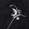 Fairy and Devil Wooden Cheongsam Moon Tassel Hanfu Hair Sticks Ancient Style Hairpin Ancient Headwear Chinese Style Headwear