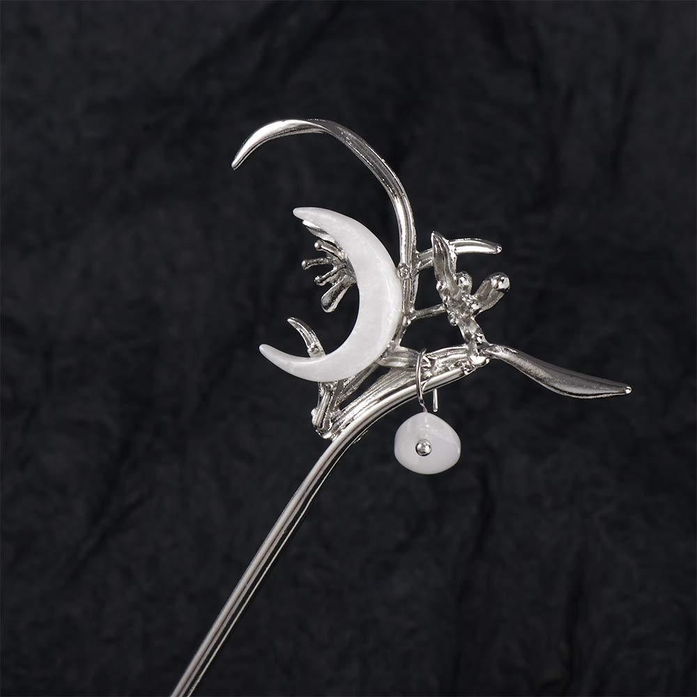 Fairy and Devil Wooden Cheongsam Moon Tassel Hanfu Hair Sticks Ancient Style Hairpin Ancient Headwear Chinese Style Headwear