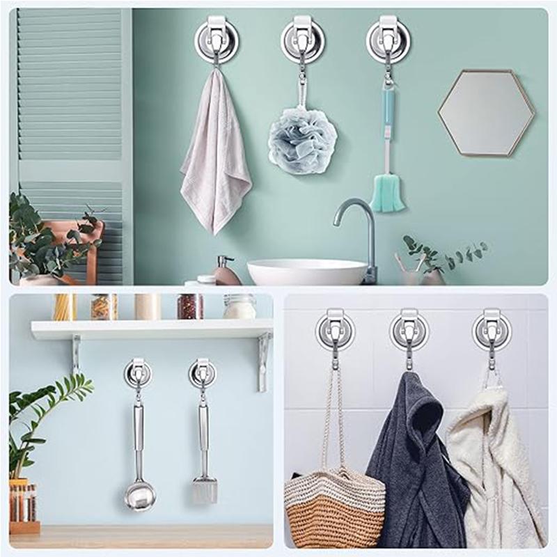 Super Strong Suction Hook, No Punching and No Trace Suction Cup Hook, Can Be Reused, Suitable for Kitchen and Bathroom Use