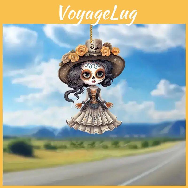 Painted Terrifying Halloween Girl Acrylic Flat Surface Pendant Decor For