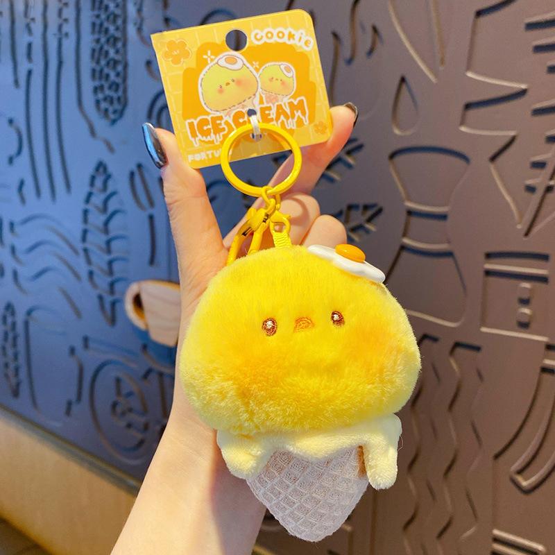 Kreslený originální nadýchaný přívěsek na klíče zmrzlina Králík Shiba Inu Klíčenka Roztomilý plyšový Panda Medvěd Krémový Klíčenka Panenka Přívěsek na tašku Dárek