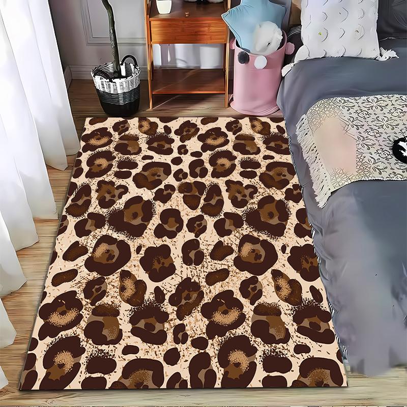 

Leopard Print Carpet Design with Brown and Beige Animal Pattern Style Background Suitable for use as an anti-slip for room and bedroom sofas 40x60cm( 15x23in )