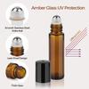 5-50pcs 1ml 2ml 3ml 5ml 10ml Glass Roll On Bottles For Essential Oils Amber Refillable Glass Roller Metal Oil Vials Mini Bottle