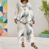Women Plus Size Printed Round Neck Long Sleeve Layered Top Wide Leg Cropped Pants Two Piece Set
