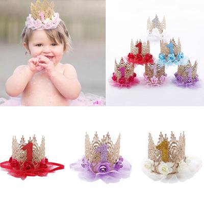 Children Princess Boys Girls Crown Hair Band 1 Years Old Flower Headwear Baby Birthday Hat