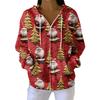 Women's Casual Fashion Long-Sleeved Zip-Up Christmas Print Knitted Hoodie