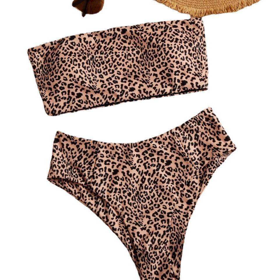 2023 Nowy Seksowny Strój Kąpielowy Bikini Bandeau z Wysokim Stanem i Rozcięciem Dostępny w Magazynie