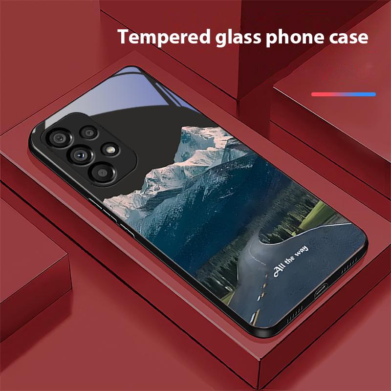 Dark Forest White For Samsung Galaxy S 8 9 10 20 Plus 21 FE 22 23 24 Ultra S7 Edge Black Tempered Glass Phone Case Hard Shell