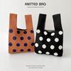 New Cross-Color Polka Dot Knit Shoulder Tote - Large Capacity Women's Handbag