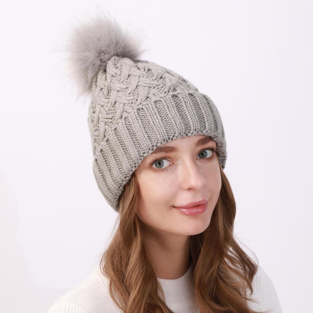 Dámska plyšová čiapka zo zhrubnutej vlny jeseň zima vonku chladuvzdorná pletená čiapka udržujúca teplo