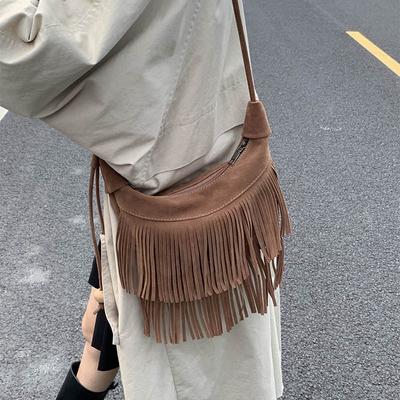 Retro Quastentasche Damen neue Herbst- und Winter-Pendler Denim-Stil Achseltasche matt Schulter Umhängetasche