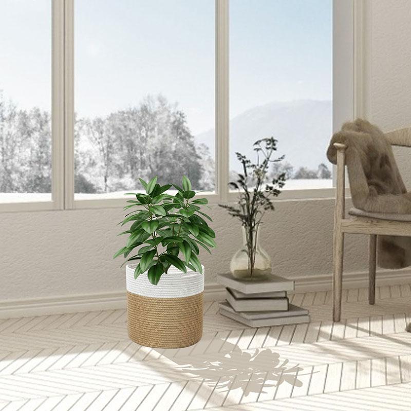 Handmade Woven Planter Basket Laundry Storage Decorative Basket Straw Wicker Rattan Seagrass Garden Flower Pot Storage Basket