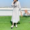 Ethnic Wind Long Dress Embroidered Cotton and Linen White Long Dress Beach Vacation Dresses for Women