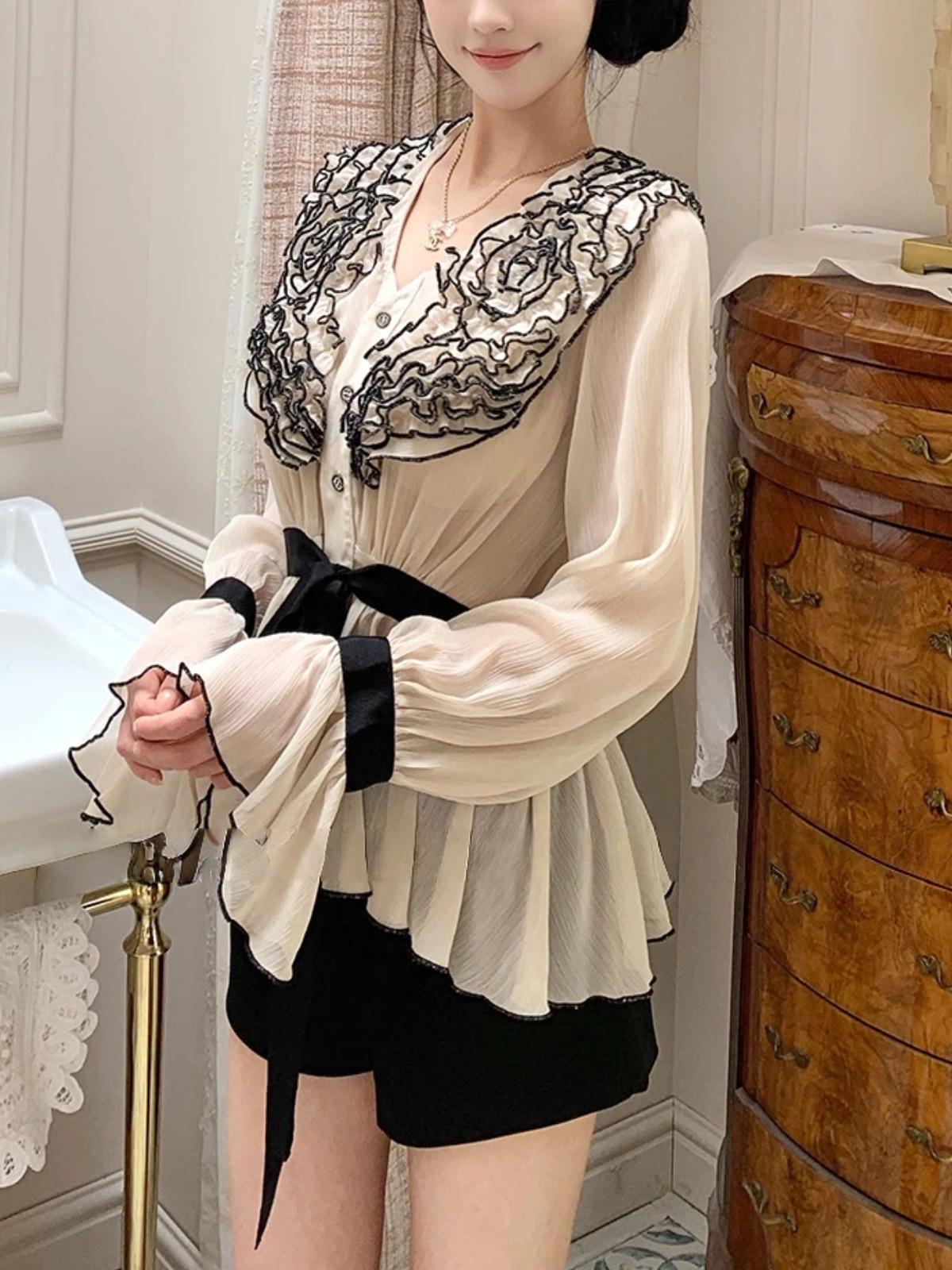 

Hotdogg Apricot Shirt: Exquisite Retro Design for Elegant Women Small абрикосовый