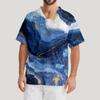 Men's Printing Short Sleeve V-neck Working Blouse Chest Pocket Carer Top