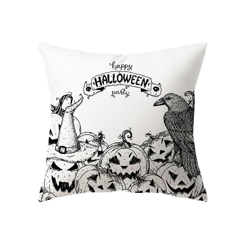 Black and White Pumpkin Alphabet Throw Pillow Cover Halloween Theme Throw Pillow Cover Sofa Chair Bed Cushion Cover Home Decor