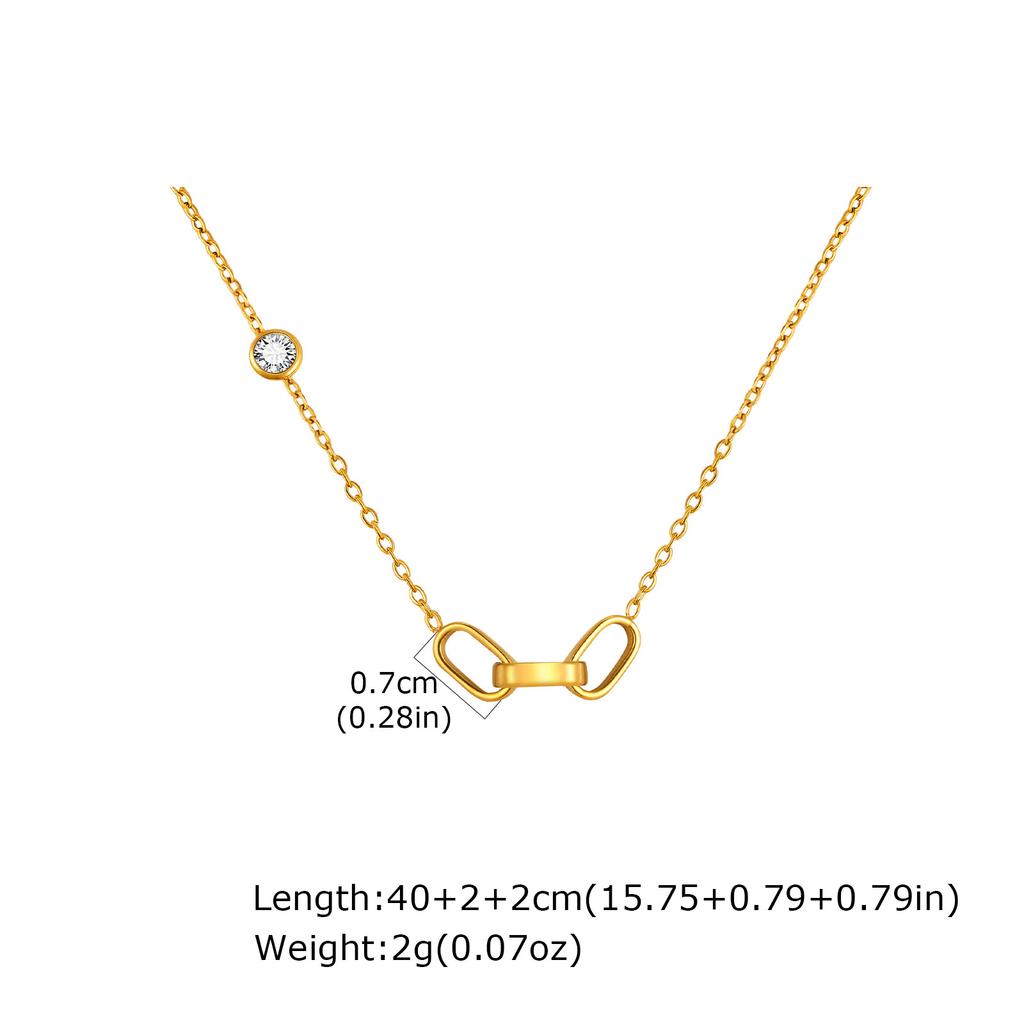 Accessories, Stainless Steel Geometric Design Oval Zircon Necklace, Ladies Versatile Clavicle Chain Nc-2426