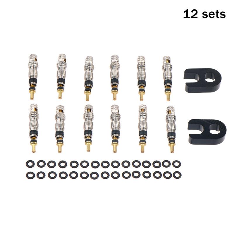 1Set Brass Presta Valve Core Set 2/6/12Pcs Mountain Bike Road Bike Tube Replacement Presta Valve Core French Air Pump Tool