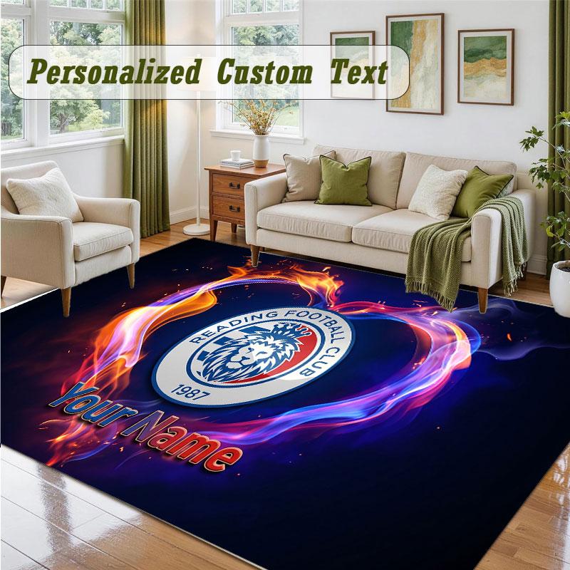 Crystal Velvet Square Rug Custom NameReading FC Pattern Non Slip Home Floor Decor Rug