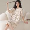 Women's Summer Short Sleeve Sleep Dress - Plus Size, Medium Length, Cute and Sweet