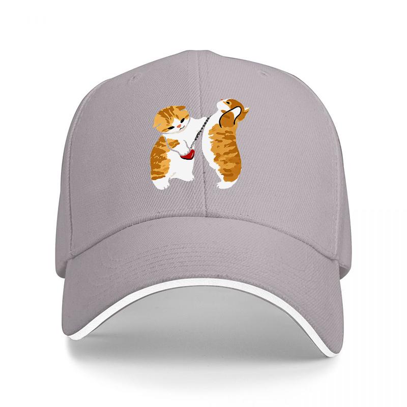 Cute Squirrel Couple Embroidered Black Baseball Cap Fashion Animal Design Hat for Unisex and Women Outdoor Wear